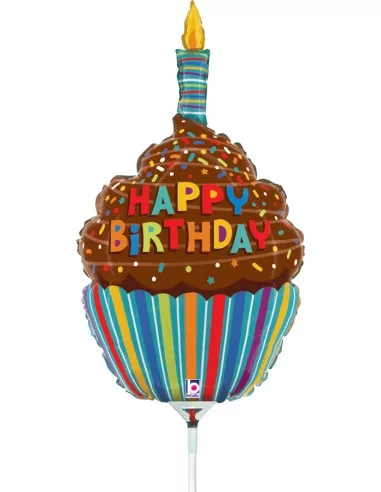 Kleiner Folienballon Cupcake Geburtstag Schokolade 33cm