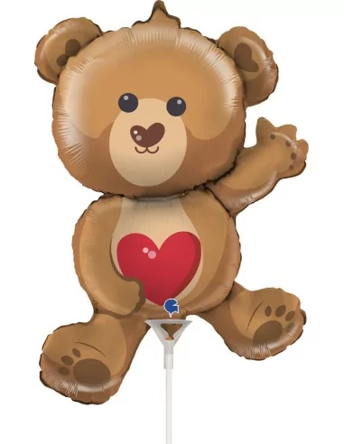 Petit Ballon alu Ours avec coeur 31cm