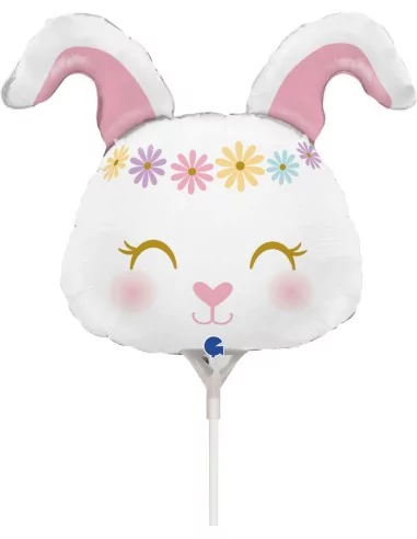 Kleiner Folienballon Kopf Hase Hippie 25cm