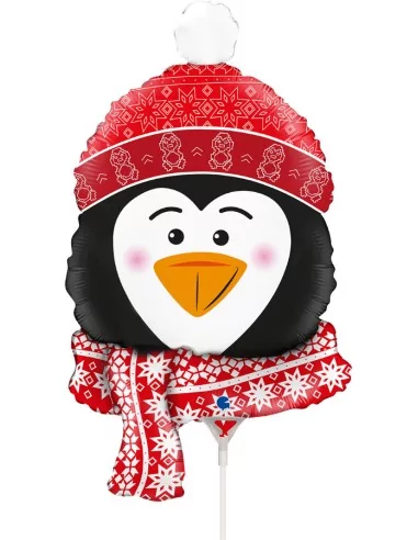 Petit Ballon alu Tête Pingouin mignon 33cm