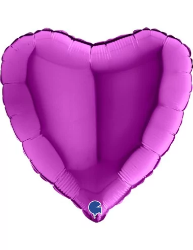 Ballon alu coeur violet 38cm