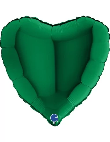 Ballon alu coeur vert foncé 38cm