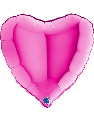 Ballon alu coeur magenta 38cm