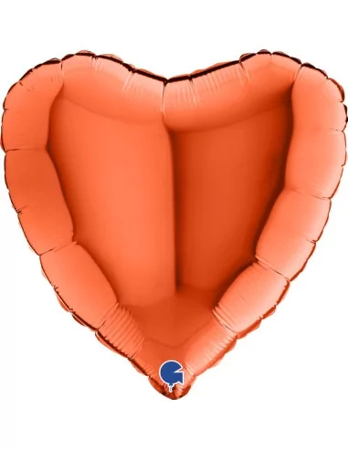 Ballon alu coeur orange 38cm