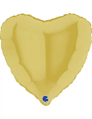 Ballon alu coeur jaune pastel 38cm