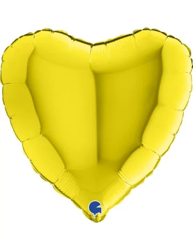 Ballon alu coeur jaune 38cm