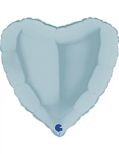 Ballon alu coeur bleu pastel 38cm