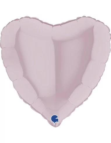 Ballon alu coeur rose pastel 38cm