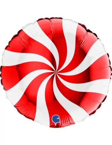 Ballon alu 38cm spirale rouge et blanc