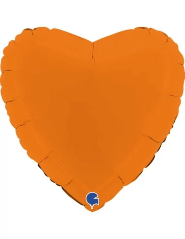 Ballon alu coeur orange mat 38cm