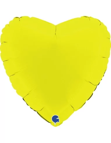 Ballon alu coeur citron vert mat 38cm