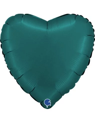 Ballon alu coeur emeraude vert satin 38cm