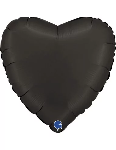 Ballon alu coeur noir fumé satin 38cm