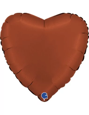 Ballon alu coeur rouge brique satin 38cm