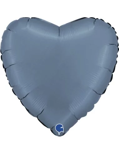 Ballon alu coeur bleu Jeans satin 38cm