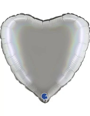 Ballon alu coeur pure arc-en-ciel holo platine 38cm