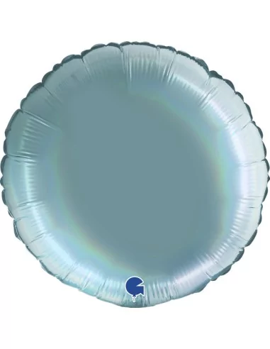 Ballon alu rond 38cm Platinum turquois