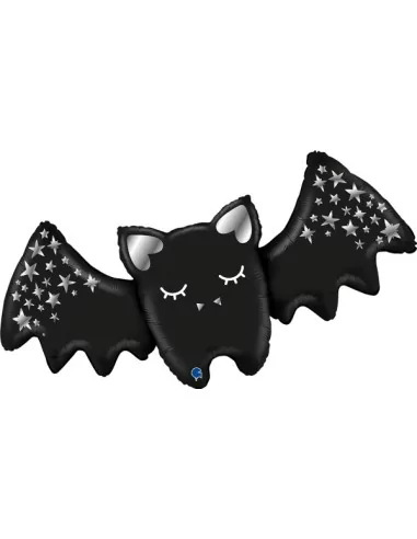 Ballon alu figurine chauve souris paillette 66cm