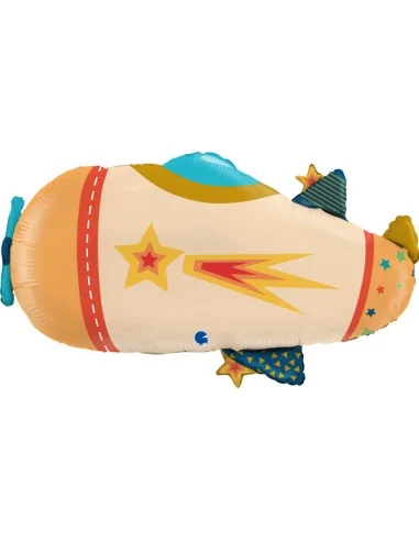 Ballon alu figurine Avion Vintage 73cm