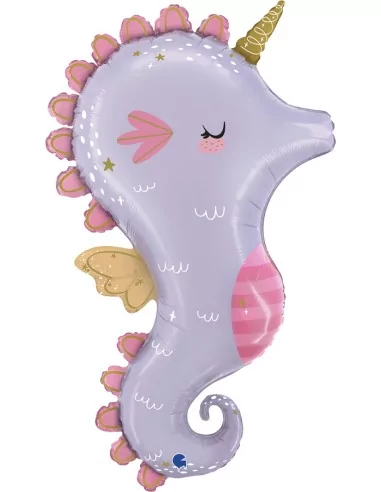 Ballon alu figurine hippocampe magique 90cm