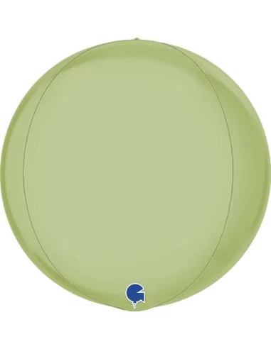 Ballon alu 3D rond nacré vert olive 38cm