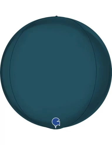 Ballon alu 3D rond nacré bleu pétrol 38cm