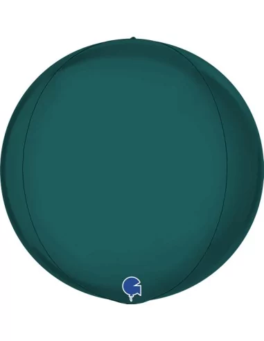 Ballon alu 3D rond nacré vert ermeraude 38cm