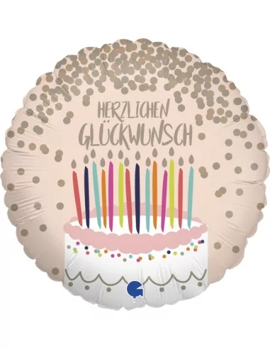 Ballon alu 38cm -Herzlichen Glückwunsch- Gâteau