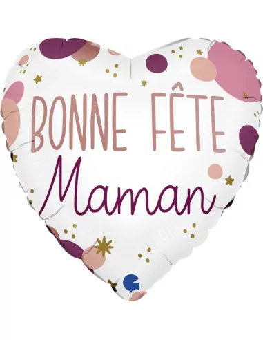 Ballon alu coeur -Bonne Fête Maman- 38cm