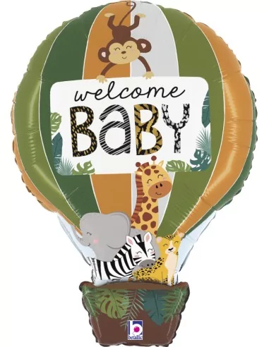 Ballon alu animaux de la Jungle Welcome Baby 60cm