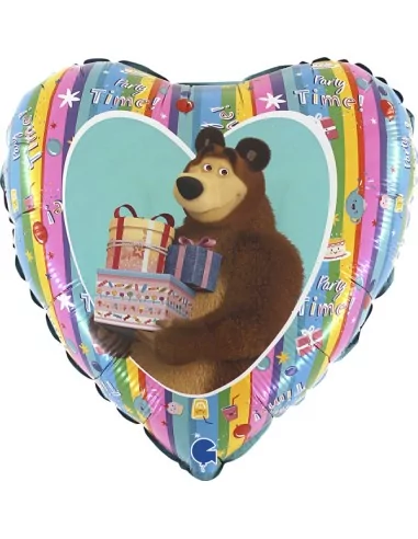 Ballon alu coeur Masha and the Bear Rainbow 38cm