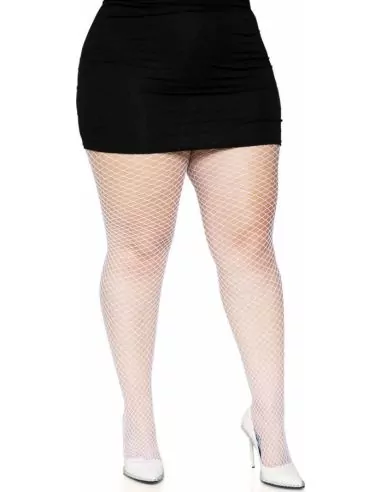 Collants résille blanc grande taille