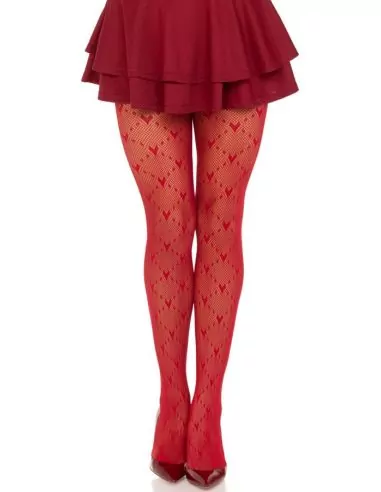 Collants résille Coeur rouge