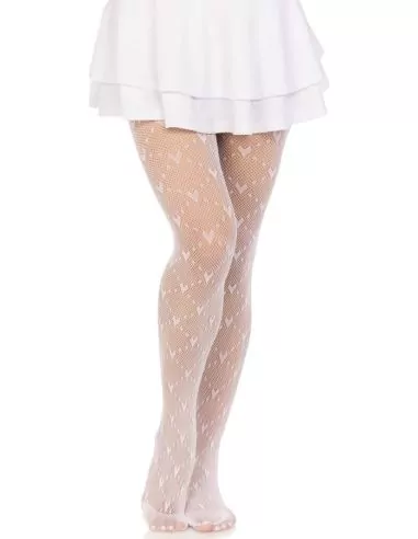 Collants résille Coeur blanc