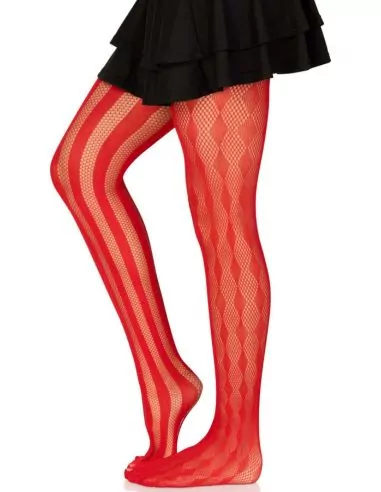 Collants résille arlequin rouge