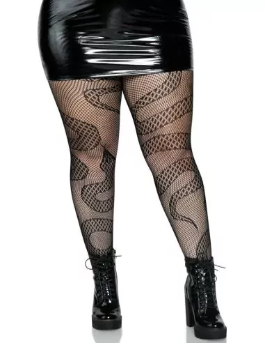 Collants résille serpent noir grande taille