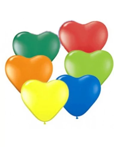 12 Ballons Coeurs 28cm couleurs assorties