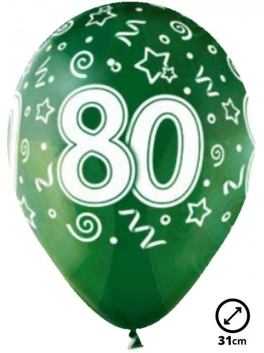 6 Ballons Ø 30cm 80ème Anniversaire Ballons latex