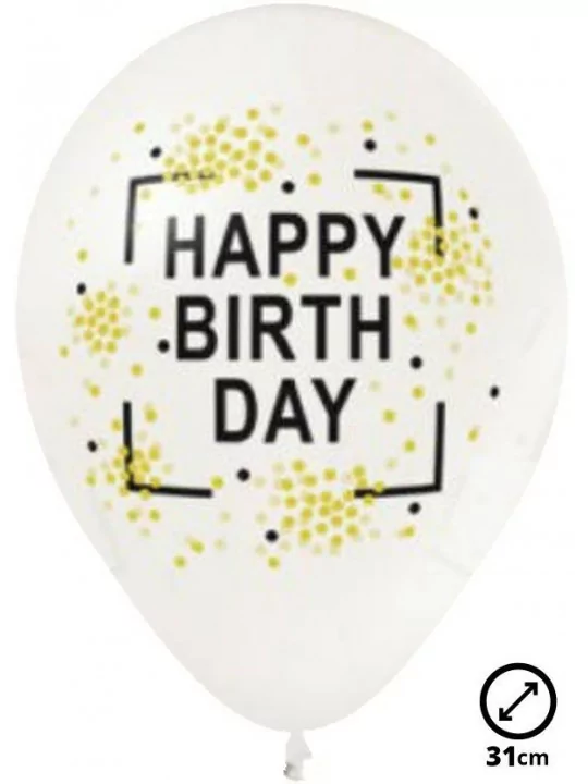 6 Ballons Ø 30cm blanc Happy Birthday Ballons Motifs & Message