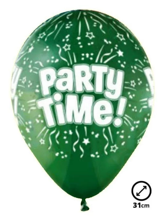 6 Ballons Ø 30cm Party Time Ballons Motifs & Message