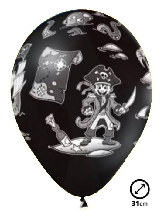 6 Ballons Ø 30cm Pirate Ballons Motifs & Message