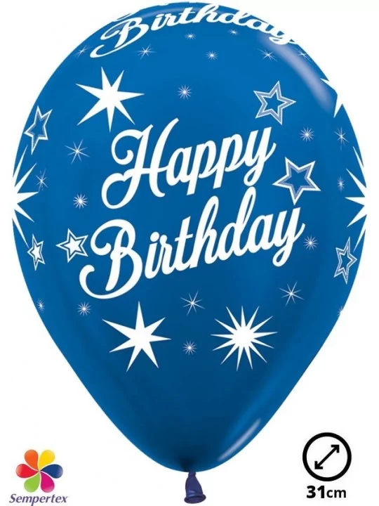 12 Ballons Sempertex Ø métallique -Happy Birthday- Sparkles Ballons Motifs & Message