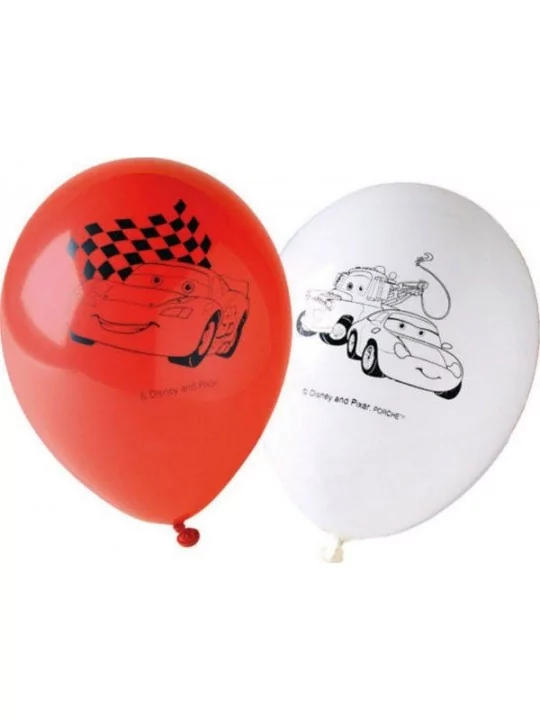 6 Ballons 28cm rouge & blanc Cars Ballons Motifs & Message