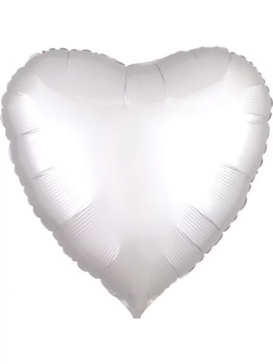 Ballon alu coeur blanc satin 75x70cm Saint Valentin